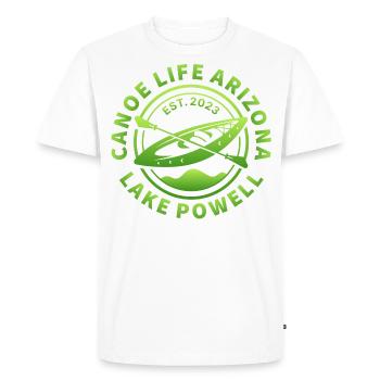 Canoe Life Arizona Design neon green - Men's Premium Organic T-Shirt - white - Front - Nico (187cm)