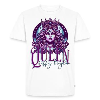 Reine heureuse royaume heureux Reine Couronne Dire - T-shirt Premium bio Homme - blanc - Devant - Nico (187cm)