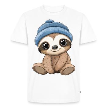 Paresseux doux mignon bébé enfants animal dessin animé - T-shirt Premium bio Homme - blanc - Devant - Nico (187cm)