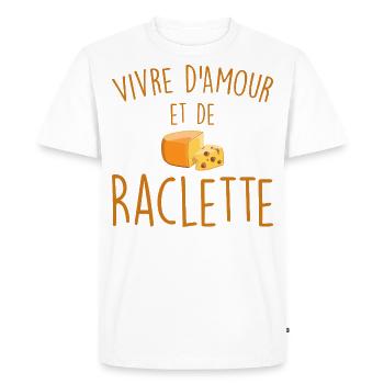Vivre d'Amour et De Raclette - T-shirt Premium bio Homme - blanc - Devant - Nico (187cm)