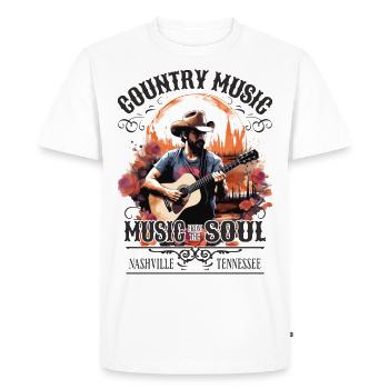 Musique country Guitare Guitariste Chanteur Vintage - T-shirt Premium bio Homme - blanc - Devant - Nico (187cm)