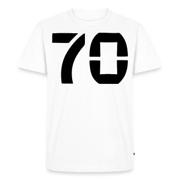 70 - Numéro - Anniversaire - T-shirt Premium bio Homme - blanc - Devant - Nico (187cm)