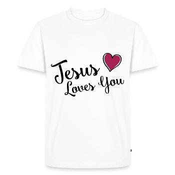 jésus t'aime coeur - T-shirt Premium bio Homme - blanc - Devant - Nico (187cm)