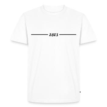 2023 - Année - Ligne - Réveillon du Nouvel An - T-shirt Premium bio Homme - blanc - Devant - Nico (187cm)