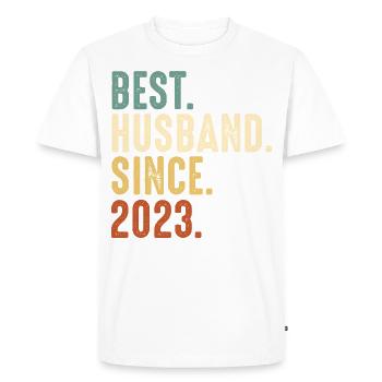 Meilleur mari depuis 2023 mariage marié - T-shirt Premium bio Homme - blanc - Devant - Nico (187cm)