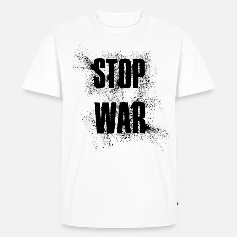 STOP WAR – NO WAR - PEACE - Männer Premium Bio T-Shirt - Weiß