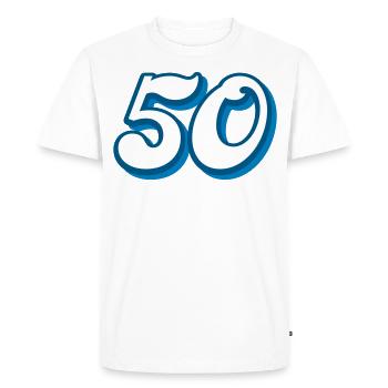 50 ans d’anniversaire Félicitations - T-shirt Premium bio Homme - blanc - Devant - Nico (187cm)