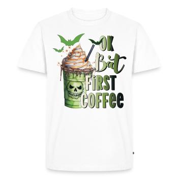 Batte premier café Halloween Kaffee Fledermaus - T-shirt Premium bio Homme - blanc - Devant - Nico (187cm)