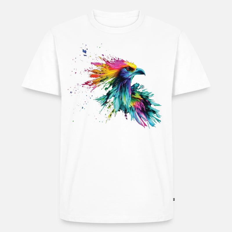 Vogel Farbige bunte Farb Spritzer - Männer Premium Bio T-Shirt - Weiß