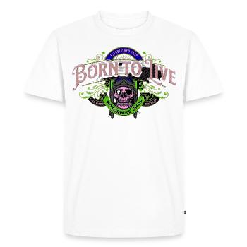 Patch moto né pour vivre - Rose - T-shirt Premium bio Homme - blanc - Devant - Nico (187cm)