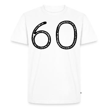 60 - Numéro - Anniversaire - T-shirt Premium bio Homme - blanc - Devant - Nico (187cm)