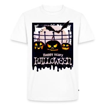 Halloween Pumpkin Bat, Halloween Costume - Men's Premium Organic T-Shirt - white - Front - Nico (187cm)