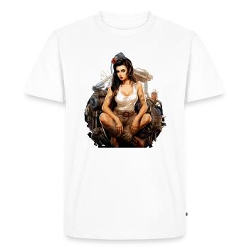 Pinup Astrid mechanic - Men's Premium Organic T-Shirt - white - Front - Nico (187cm)