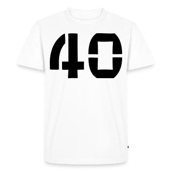 40 - Numéro - Anniversaire - T-shirt Premium bio Homme - blanc - Devant - Nico (187cm)