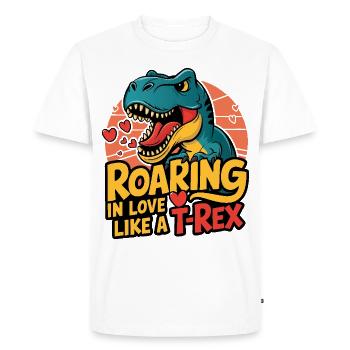 Roaring Love This Valentine's Day T-Rex Style - Men's Premium Organic T-Shirt - white - Front - Nico (187cm)