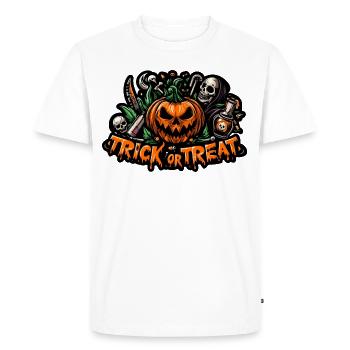 Trick or treat Halloween Pumpkin Horror Face - T-shirt Premium bio Homme - blanc - Devant - Nico (187cm)