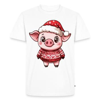 Bande dessinée de Noël cochon - T-shirt Premium bio Homme - blanc - Devant - Nico (187cm)