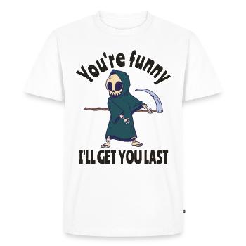 Drôle Grim Reaper Squelette Costume d’Halloween - T-shirt Premium bio Homme - blanc - Devant - Nico (187cm)