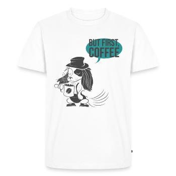 Coffee Coffee Dog voyage cadeau best-seller - T-shirt Premium bio Homme - blanc - Devant - Nico (187cm)