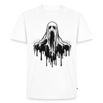 Scary Ghost in Black and White - Men's Premium Organic T-Shirt - white - Front - Nico (187cm)