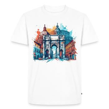 VIBRANT ROME: A COLORFUL GLIMPSE OF ITALIAN SPLEND - Men's Premium Organic T-Shirt - white - Front - Nico (187cm)