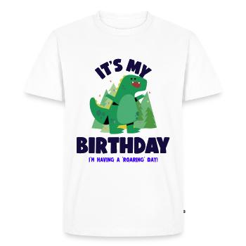It's my birthday dinosaur - Men's Premium Organic T-Shirt - white - Front - Nico (187cm)