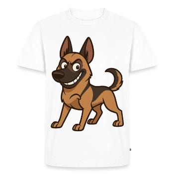 Naughty Malinois Comic Dog - Men's Premium Organic T-Shirt - white - Front - Nico (187cm)