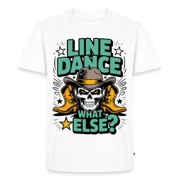Line Dance Skull Western Boots - Men's Premium Organic T-Shirt - white - Front - Nico (187cm)