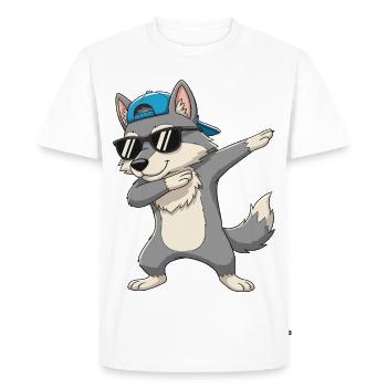Dessins animés de lunettes de soleil de loup à appliquer à la bonne humeur - T-shirt Premium bio Homme - blanc - Devant - Nico (187cm)