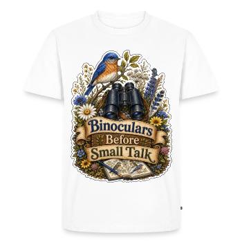 Binoculars Before Small Talk Clouds - Men's Premium Organic T-Shirt - white - Front - Nico (187cm)