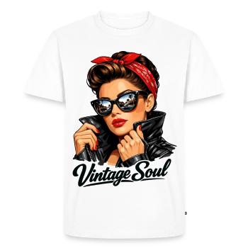 Vintage Soul – Cool Rockabilly Pin-Up Design - Men's Premium Organic T-Shirt - white - Front - Nico (187cm)