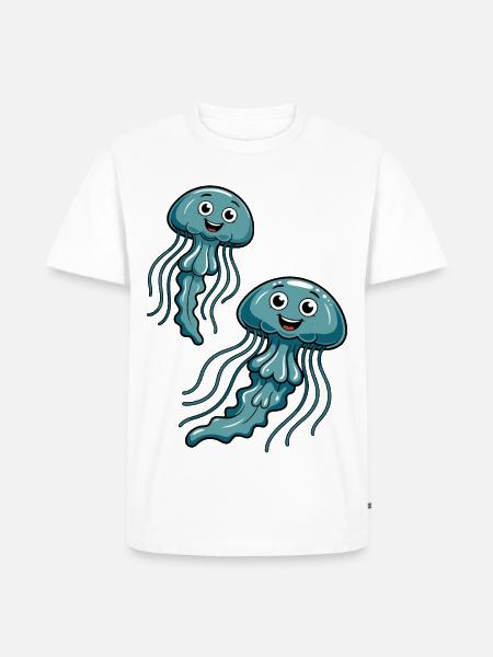 Fröhliche Quallen - Männer Premium Bio T-Shirt - Weiß
