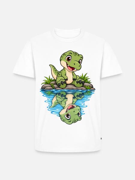 Kleiner Krokodil am Teich - Männer Premium Bio T-Shirt - Weiß