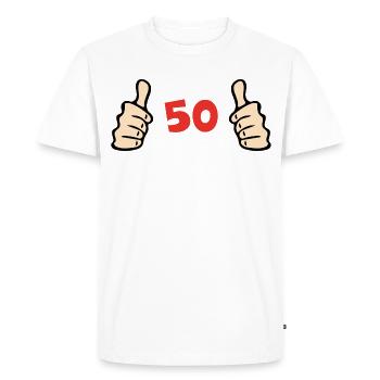 Cadeau de vœux d’anniversaire de 50 ans - T-shirt Premium bio Homme - blanc - Devant - Nico (187cm)