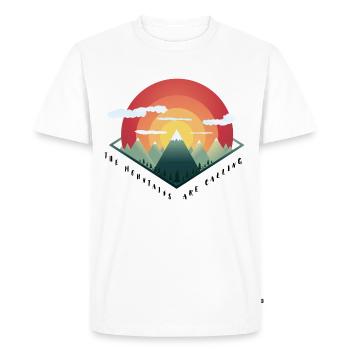 Les montagnes appellent escalade en plein air randonnée nature - T-shirt Premium bio Homme - blanc - Devant - Nico (187cm)