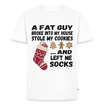 Drôle de dicton de Saint-Nicolas - un gros gars ....... - T-shirt Premium bio Homme - blanc - Devant - Nico (187cm)