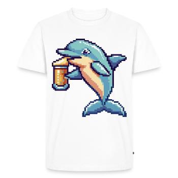 Delfin Beer Pixel - Men's Premium Organic T-Shirt - white - Front - Nico (187cm)