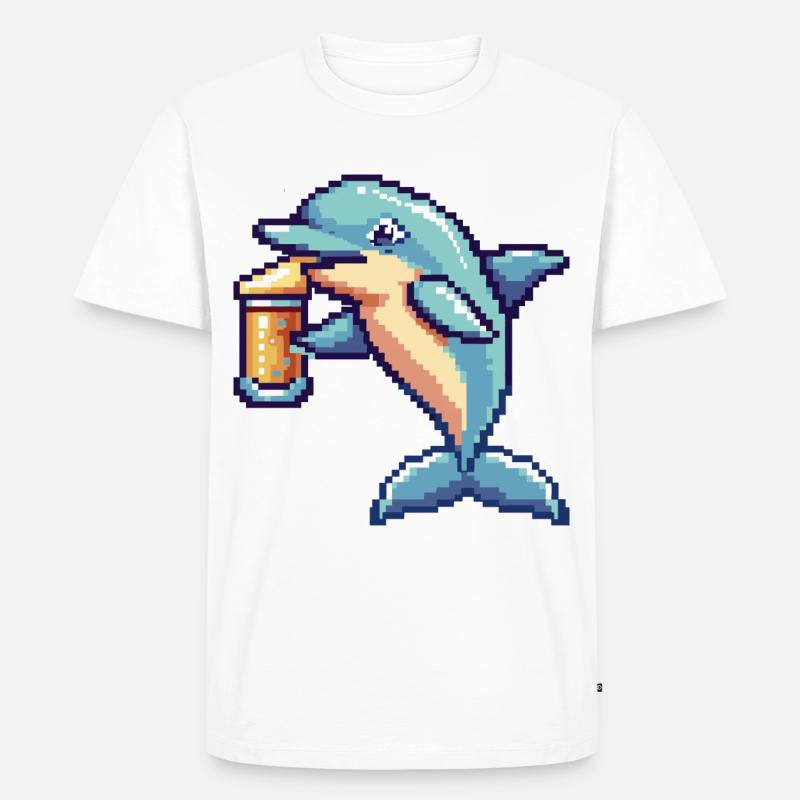Delfin Bier Pixel - Männer Premium Bio T-Shirt - Weiß