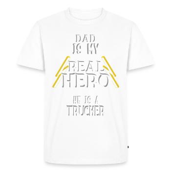 Papa mon vrai héros, camionneur, fierté, cadeau, - T-shirt Premium bio Homme - blanc - Devant - Nico (187cm)
