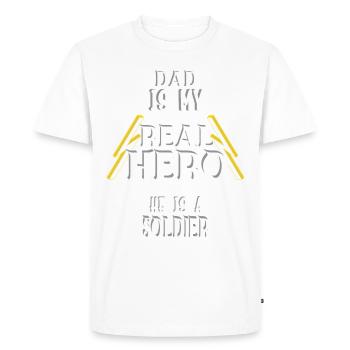 Papa mon vrai héros, soldat, fierté, cadeau, - T-shirt Premium bio Homme - blanc - Devant - Nico (187cm)