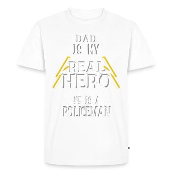 Papa mon vrai héros, policier, fierté, cadeau, - T-shirt Premium bio Homme - blanc - Devant - Nico (187cm)