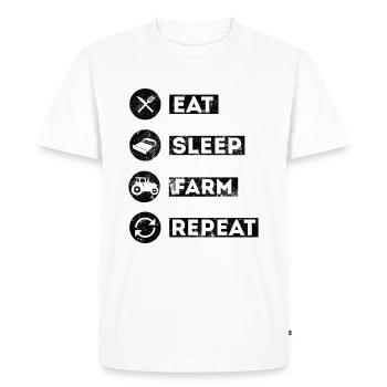 Eat Sleep Farm saying - Men's Premium Organic T-Shirt - white - Front - Nico (187cm)
