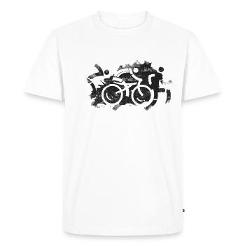Symbole du triathlon - T-shirt Premium bio Homme - blanc - Devant - Nico (187cm)