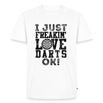 J'adore les fléchettes en disant - T-shirt Premium bio Homme - blanc - Devant - Nico (187cm)
