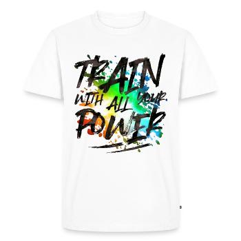 train power colorful - Men's Premium Organic T-Shirt - white - Front - Nico (187cm)