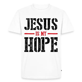 Jésus est mon espoir - T-shirt Premium bio Homme - blanc - Devant - Nico (187cm)
