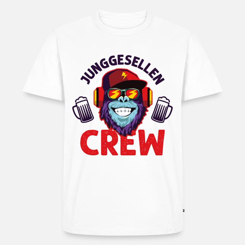 Junggesellen crew affe - Männer Premium Bio T-Shirt - Weiß