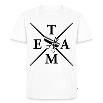 ciseaux peigne styliste de l'équipe - T-shirt Premium bio Homme - blanc - Devant - Nico (187cm)