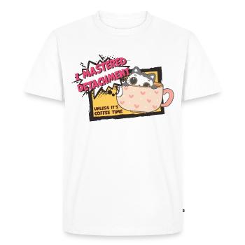 Cat mastered detachment Coffee Katze Comic Kaffee - Men's Premium Organic T-Shirt - white - Front - Nico (187cm)