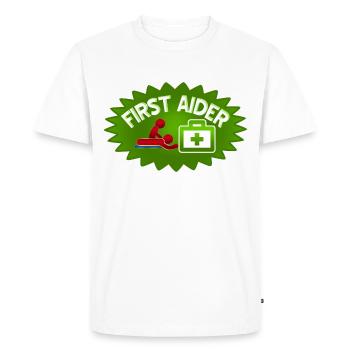 First Aid Aider - Men's Premium Organic T-Shirt - white - Front - Nico (187cm)